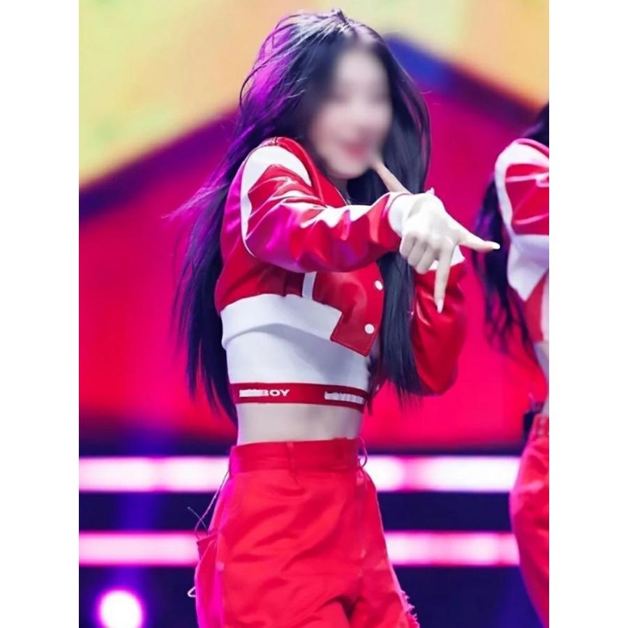 レザー 韓国 アイドル衣装 上下セット レディース k-pop ダンス衣装 赤