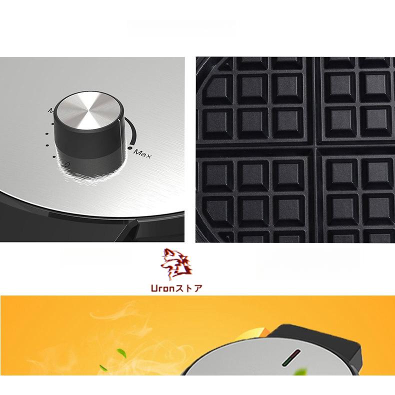 家庭用 ワッフルメーカー4枚焼 丸型 クロム Belgian Waffle Maker 家電