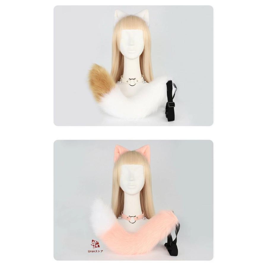 ハロウィン コスプレ クリスマス 狐 しっぽ 首輪 猫耳 3点セット