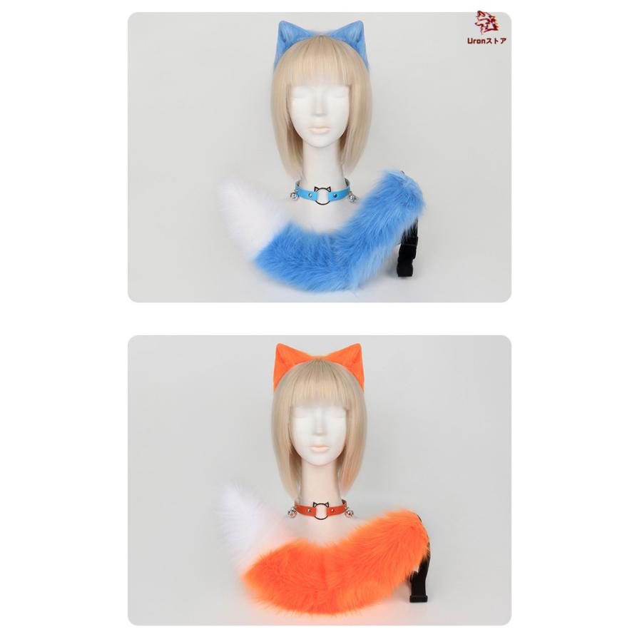 ハロウィン コスプレ クリスマス 狐 しっぽ 首輪 猫耳 3点セット