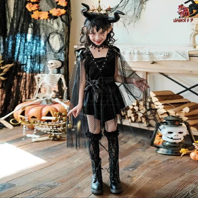 ハロウィン 子供用 大人用 悪魔 骸骨 ホラー 親子ペア 仮装 送料無料