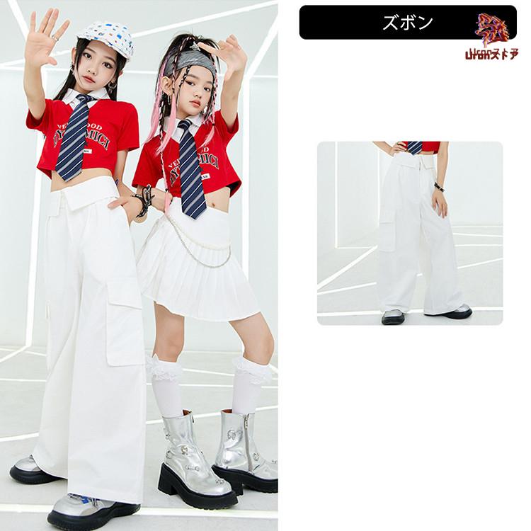 レッド ホワイト カーゴパンツ プリーツスカート ショートトップ