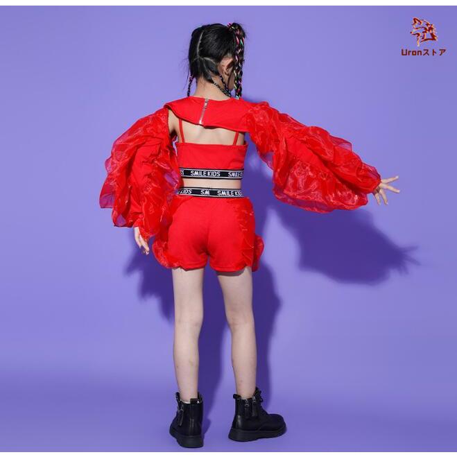 キッズダンス衣装 女の子 セットアップ 子供服 チュール フリル