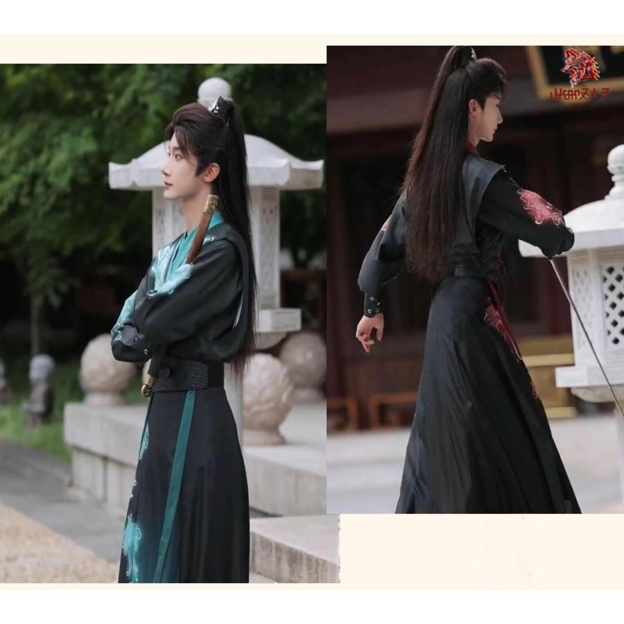 メンズ 漢服 5点セットアップ おしゃれ 暗黒 武侠風 チャイナ服 中国