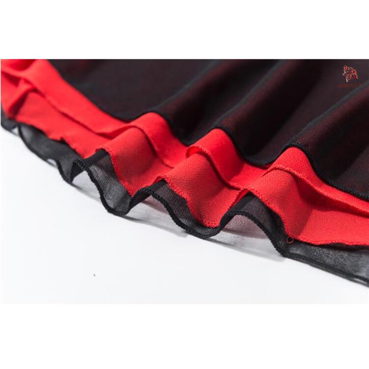 ロングスカート 社交ダンス衣装 シフォン二枚重ね スリットスカート