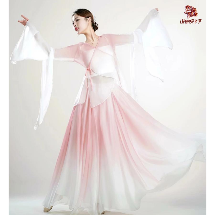 ひらひらのダンス衣装 3点セット レディース 中華古典ダンス 衣装