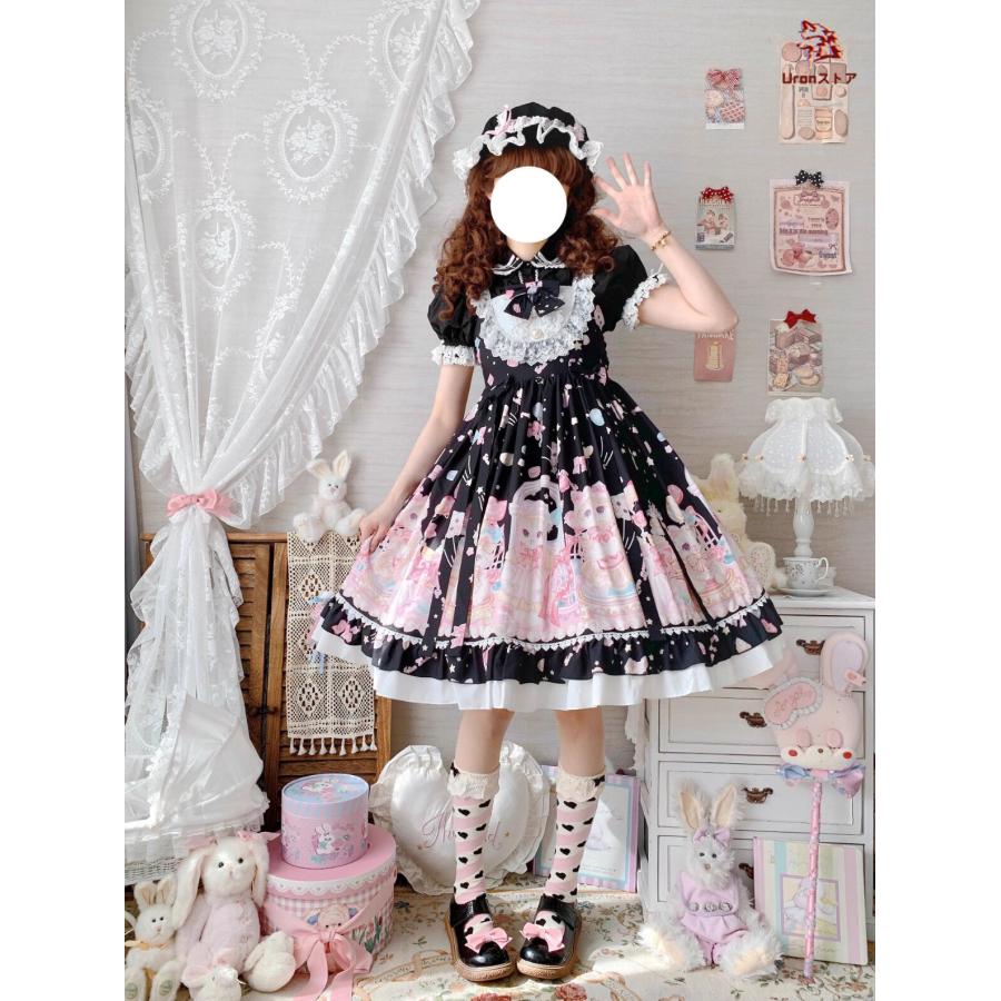 ロリータ ワンピース ゴスロリ ロリータ服 膝丈 ミドル丈 ジャンパー