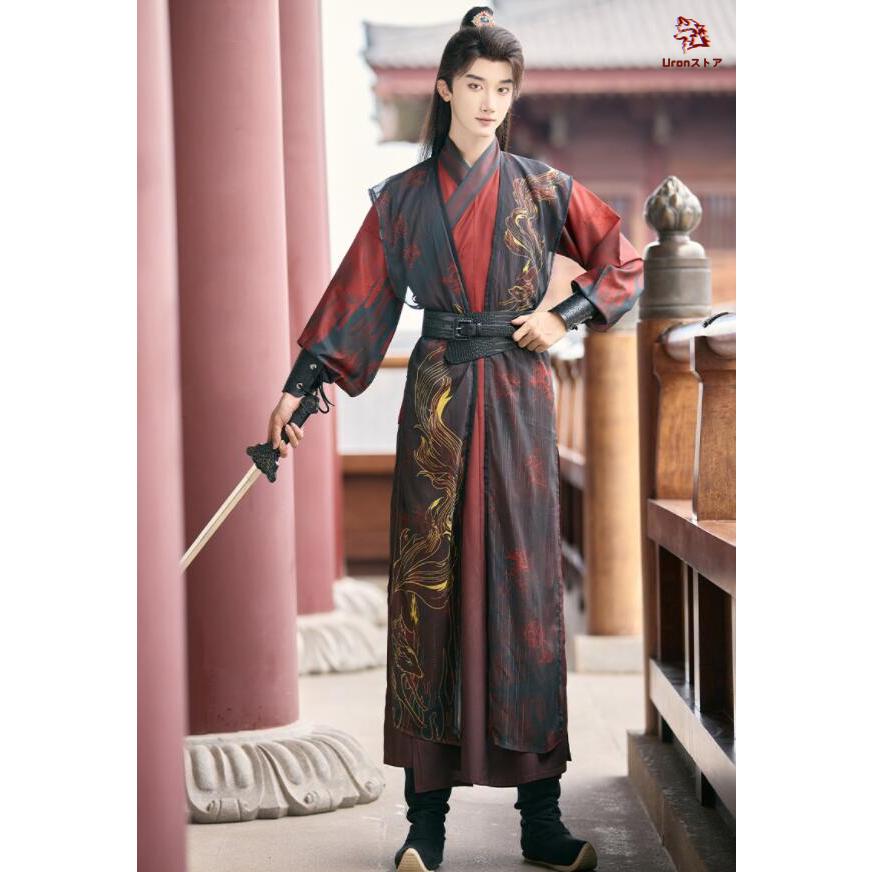 男女兼用 漢服 唐装 大人 中華コスプレ衣装 チャイナ服 5点セット 交差