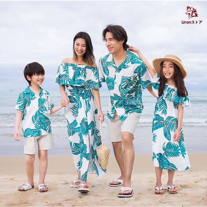 親子ペアルック 家族 親子 お揃いウエア 夏 リゾート 海 ビーチウェア