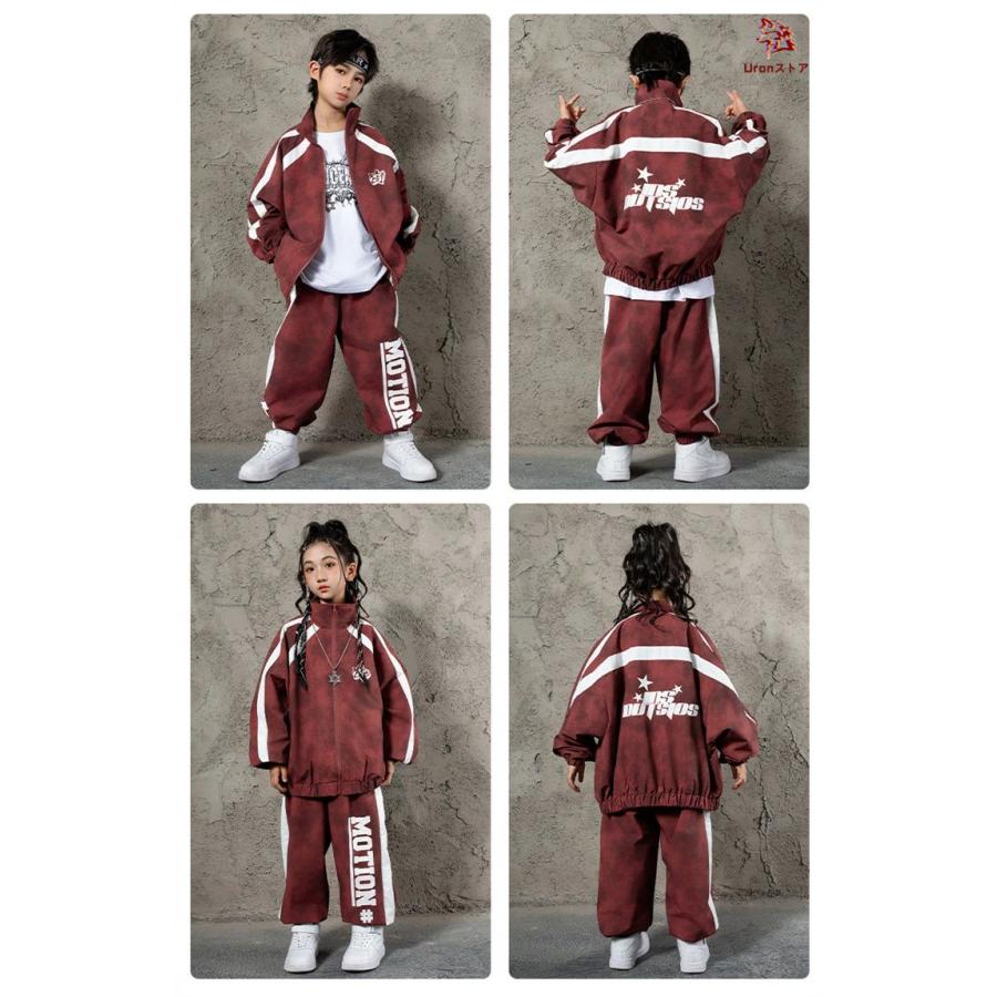 ボルドー キッズダンス ダンス衣装 hiphop 女の子 男の子 ワインレッド