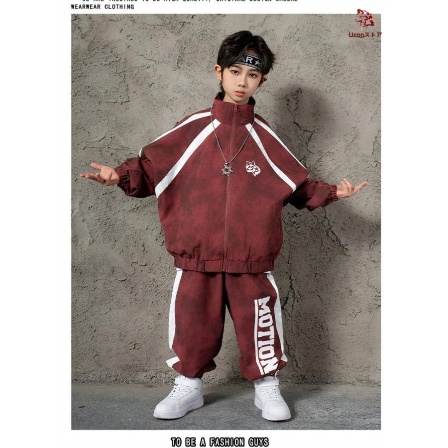 ボルドー キッズダンス ダンス衣装 hiphop 女の子 男の子 ワインレッド