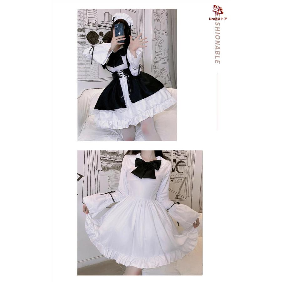 黒白 ハロウィン コスプレ メイド服 衣装 メイド ゴシック ロリータ