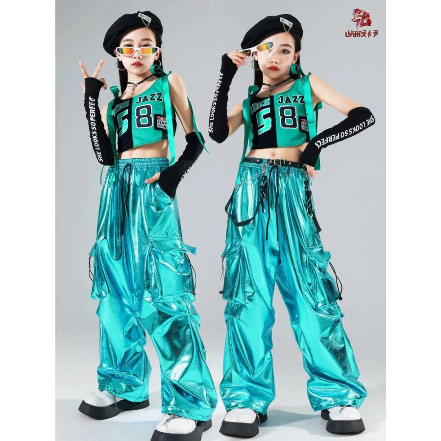 ダンス キッズ 子供服 ミントグリーン ダンス衣装 女の子 男の子 半袖