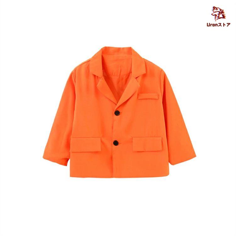 オレンジ スーツセット ジャズ ダンス 衣装 ジャケット キッズ jzaa