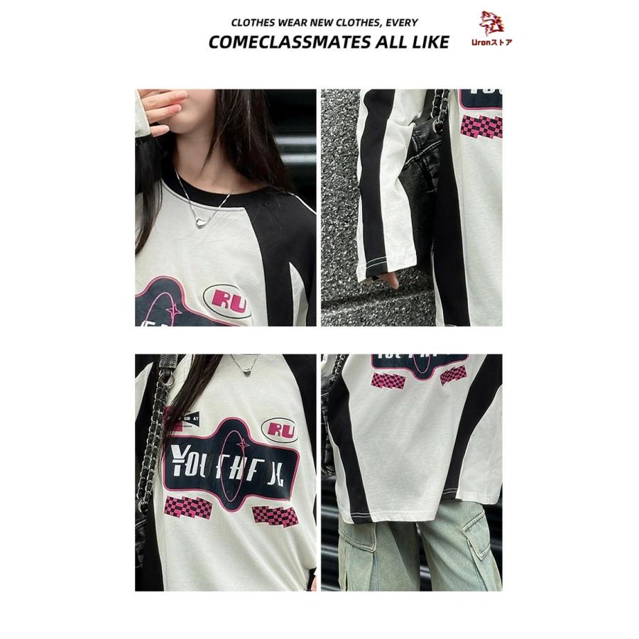 韓国子供服 tシャツ 長袖 女の子 ゲームシャツ 可愛い 白黒 ダンス衣装