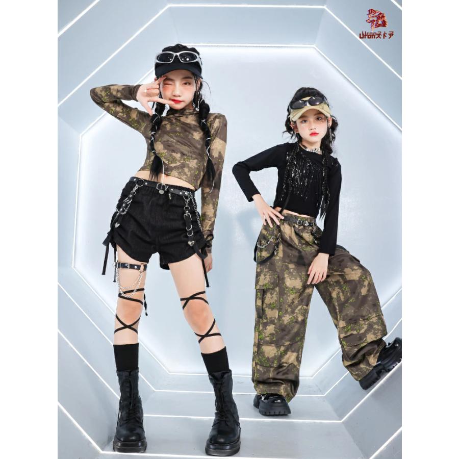 迷彩 子供服 キッズ ダンス ダンス衣装 女の子 迷彩パンツ 迷彩