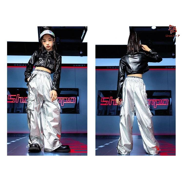 革 ジャケット キッズダンス ダンス衣装 ヒップホップ 女の子 長袖 上