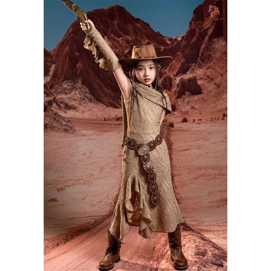 ヒップホップ 黄土色 カーキー マキシ 廃土風 フリル フード付き