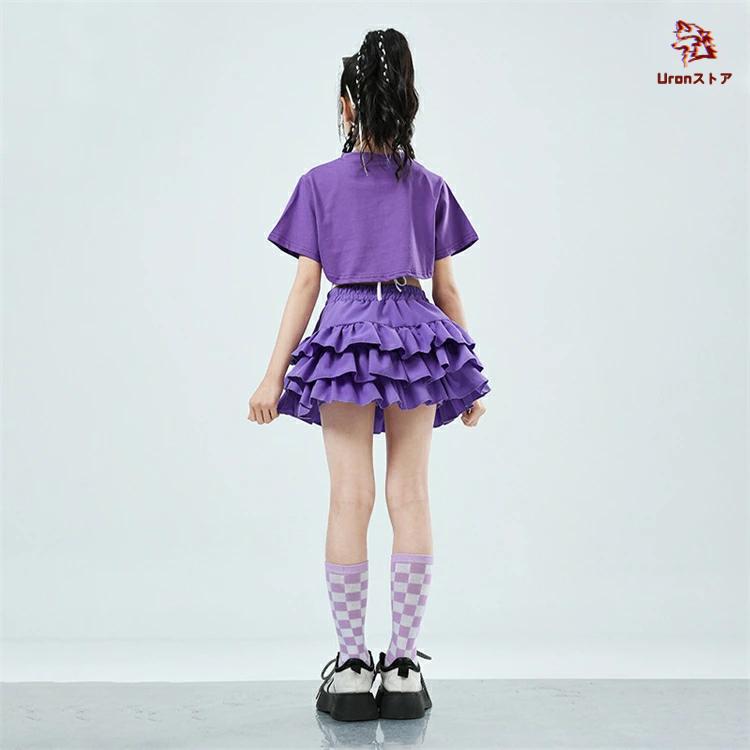 キッズダンス ステージ衣装 白 紫 ホワイト パープル デザイン ダンス