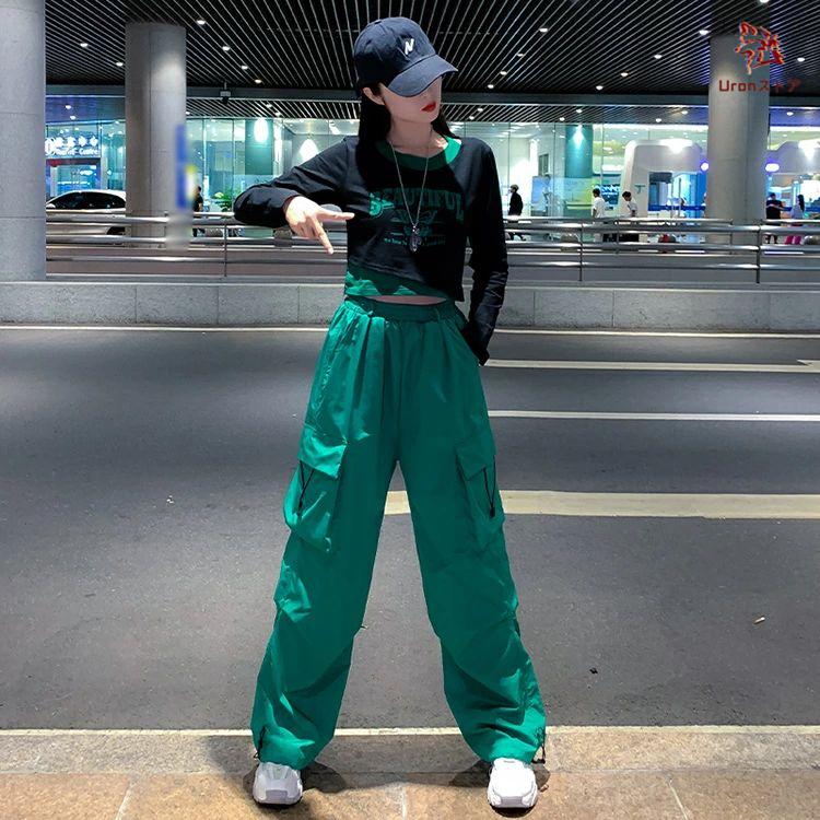 ジャズ 演出服 韓国 ダンス衣装 大人 紫 緑 バラ色 セットアップ