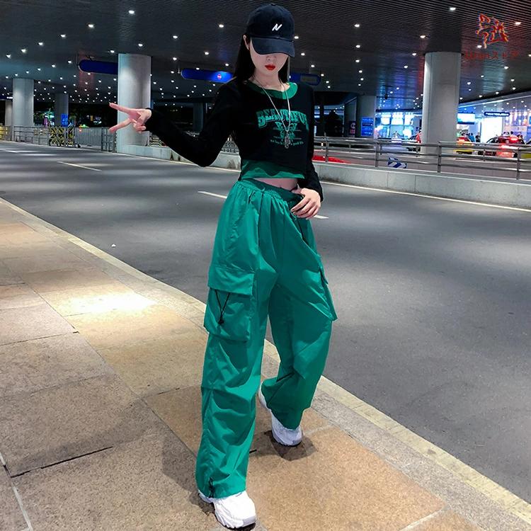 ジャズ 演出服 韓国 ダンス衣装 大人 紫 緑 バラ色 セットアップ