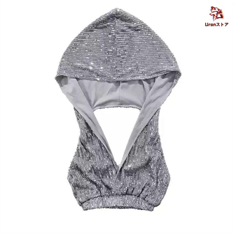 シルバー グレー キッズダンス衣装 セットアップ 女の子 スパンコール