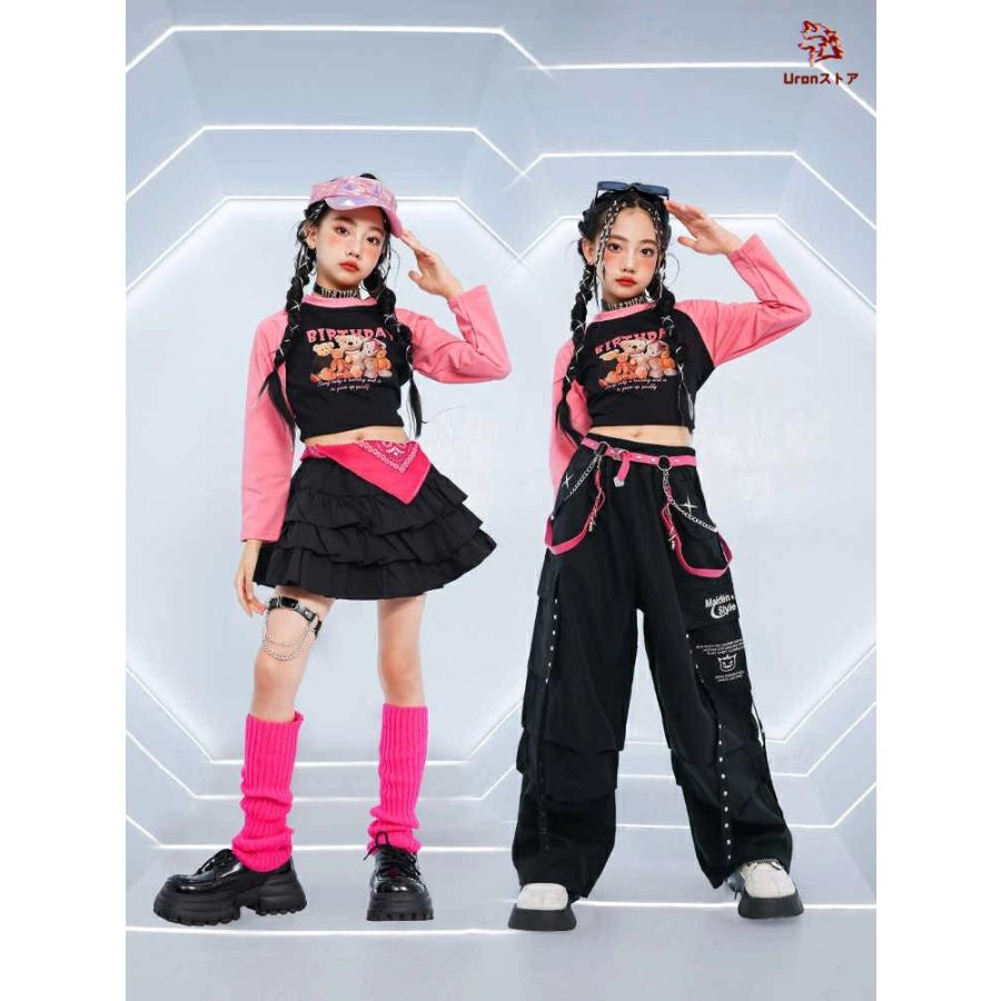 ステージ衣装 黒 ピンク ショーツ パンツ ダンス衣装 キッズダンス