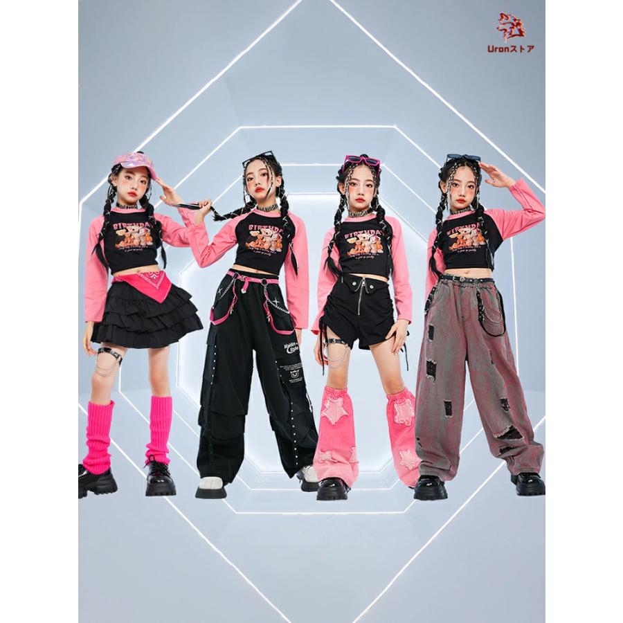 ステージ衣装 黒 ピンク ショーツ パンツ ダンス衣装 キッズダンス
