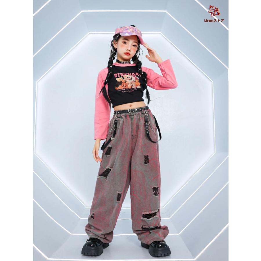 ステージ衣装 黒 ピンク ショーツ パンツ ダンス衣装 キッズダンス