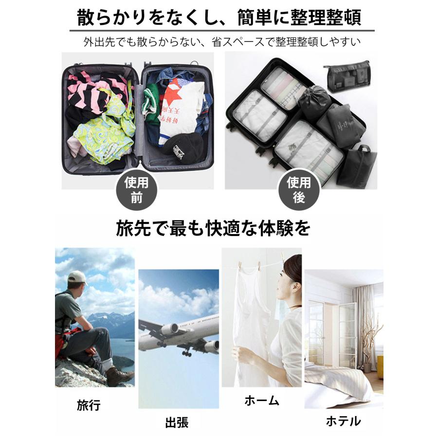トラベルポーチ 8点セット カチオン性素材 アレンジケース 出張 旅行