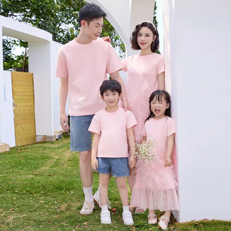 親子 ピンクtシャツ 夏服 レース ワンピース ピンク デニム 半ズボン