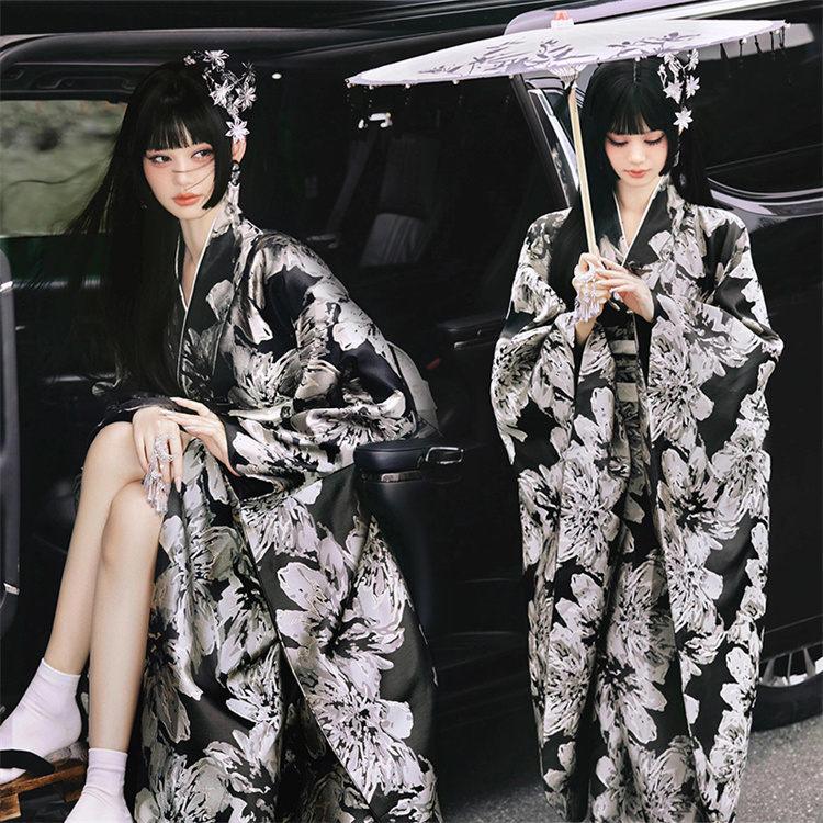 浴衣 中学生 セット 黒 個性派 ゆったりサイズ 可愛い 高校生