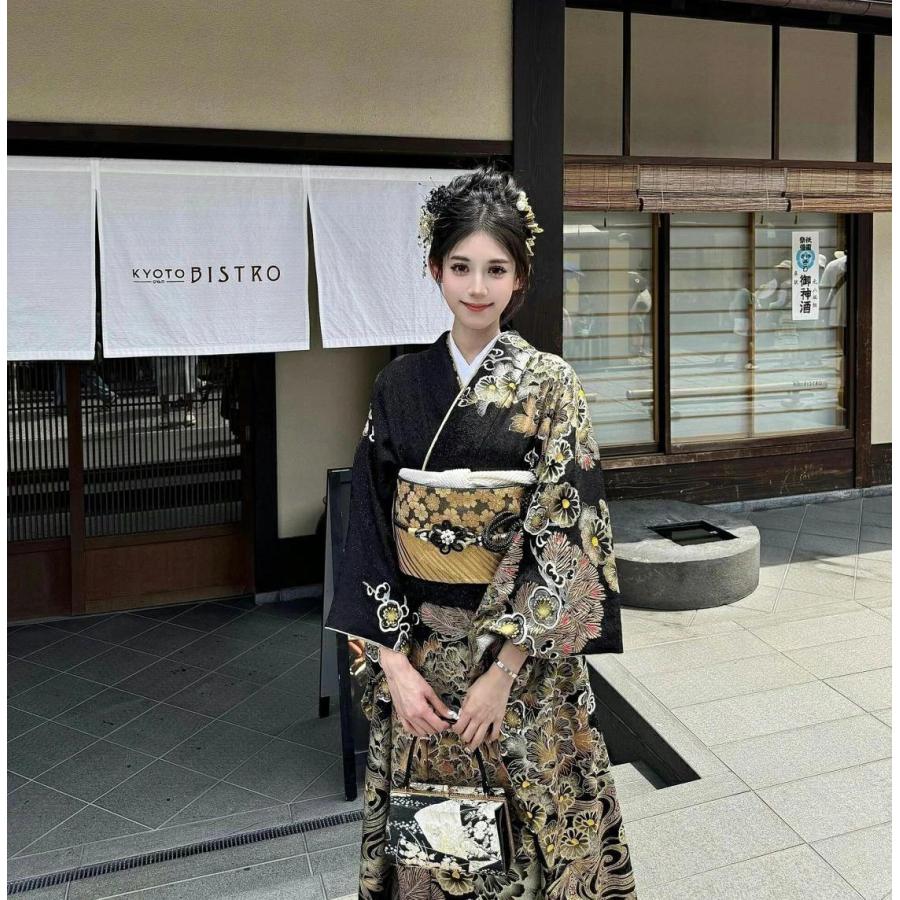 黒と紫の花柄 大人浴衣✨✨✨早い者勝ち！ 浴衣】Y-5 黒大花