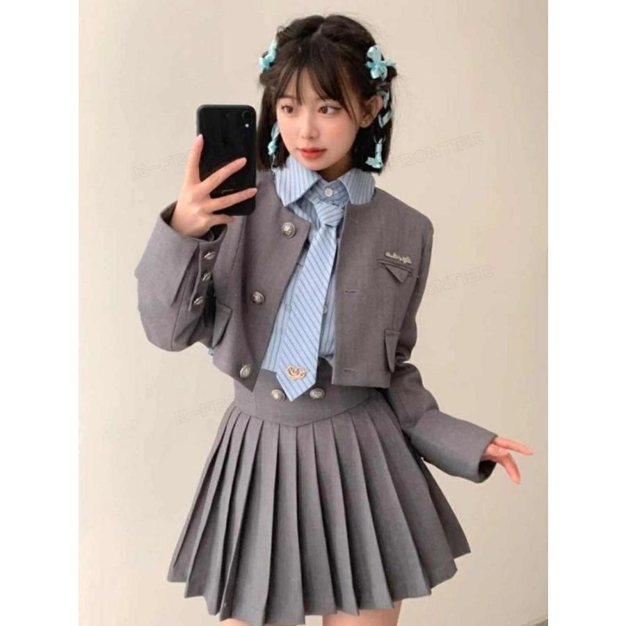 なんちゃって制服 女の子 韓国 卒業式 スーツ グレー 160 小学校女子