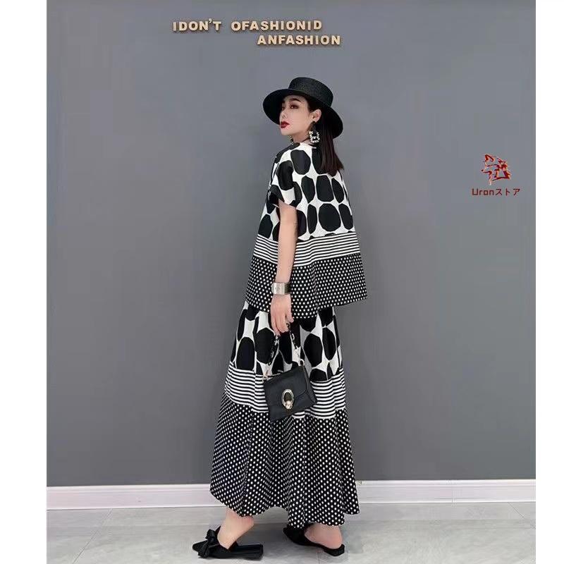 セットアップ 上下セット 夏セットアップ ドットスカート レディース