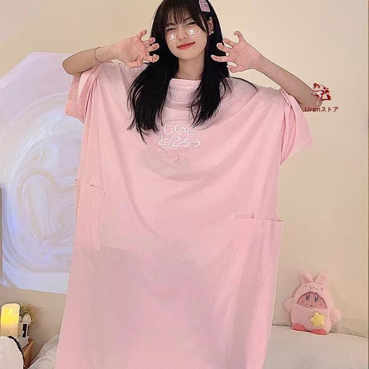 ルームウェア レディース 大きいサイズ 半袖 Tシャツワンピース