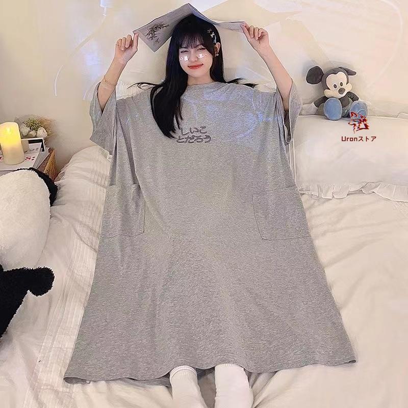 ルームウェア レディース 大きいサイズ 半袖 Tシャツワンピース