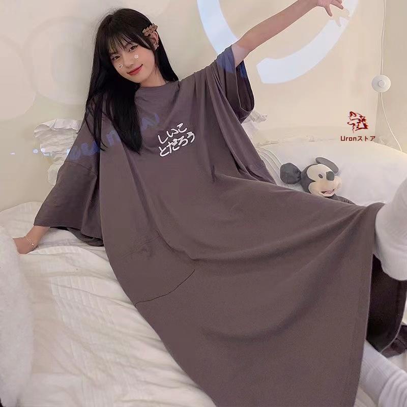 ルームウェア レディース 大きいサイズ 半袖 Tシャツワンピース