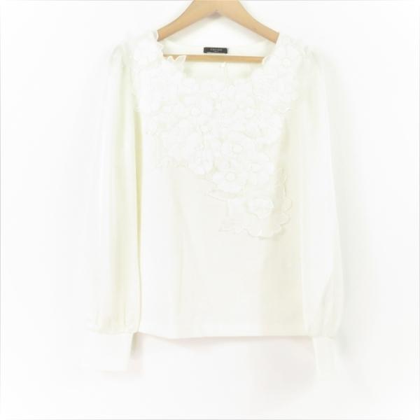 COTOO コトゥートップス 白系 38 レーヨン 他 レース シースルー フラワー ニット AM2699A27