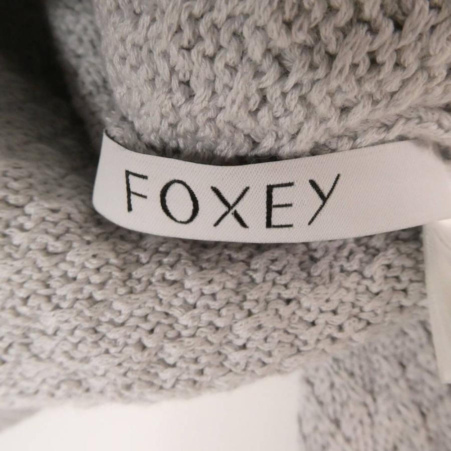 美品 FOXEY フォクシー 40745 ツイストクロス ニットパーカー 40 Mサイズ相当 綿他 フード付き 長袖 ダブルジップアップ レディース AO2807A25 FOXEY（フォクシー） 美品 40745 ツイストクロス ニットパーカー 40 M