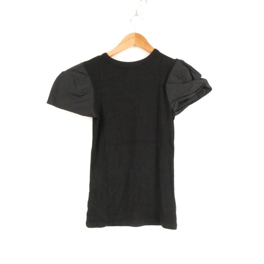 ボーダーズアットバルコニー 黒 フラワージャガードパフスリーブ T