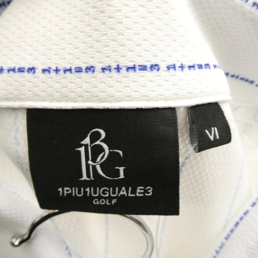 美品 1PIU1UGUALE3 ウノピュウノウグァーレトレ GRT202 SHORT PT 113 STRIPE ポロシャツ VI XLサイズ相当 ポリエステル他 ゴルフウェア 半袖 ストライプ メンズ AO4083A95 美品 1PIU1UGUALE3 ウノピュウノウグァーレトレ GRT202 SHORT PT 113