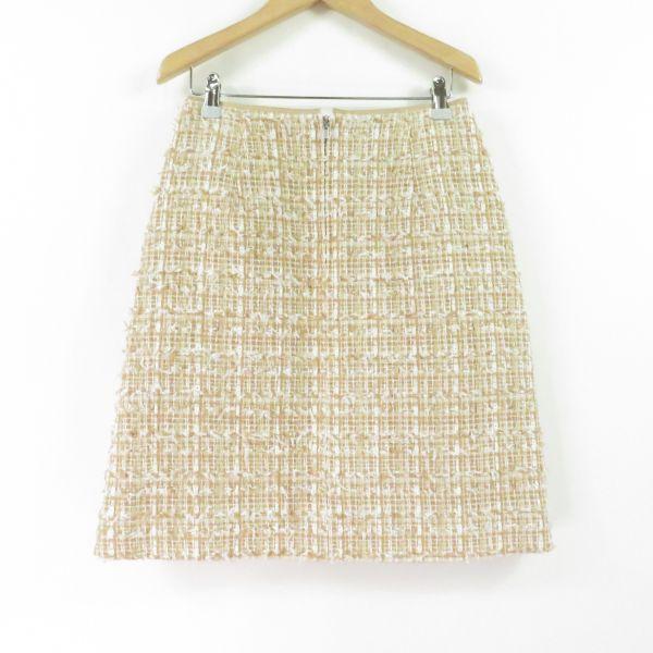 美品 FOXEY フォクシー ツイードスカート ベージュ系 38 綿他 40358  