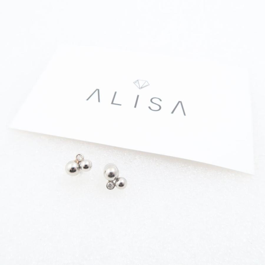 美品 ALISA Round Diamond Earring ALH-0328 ピアス ダイヤ0.03ct 