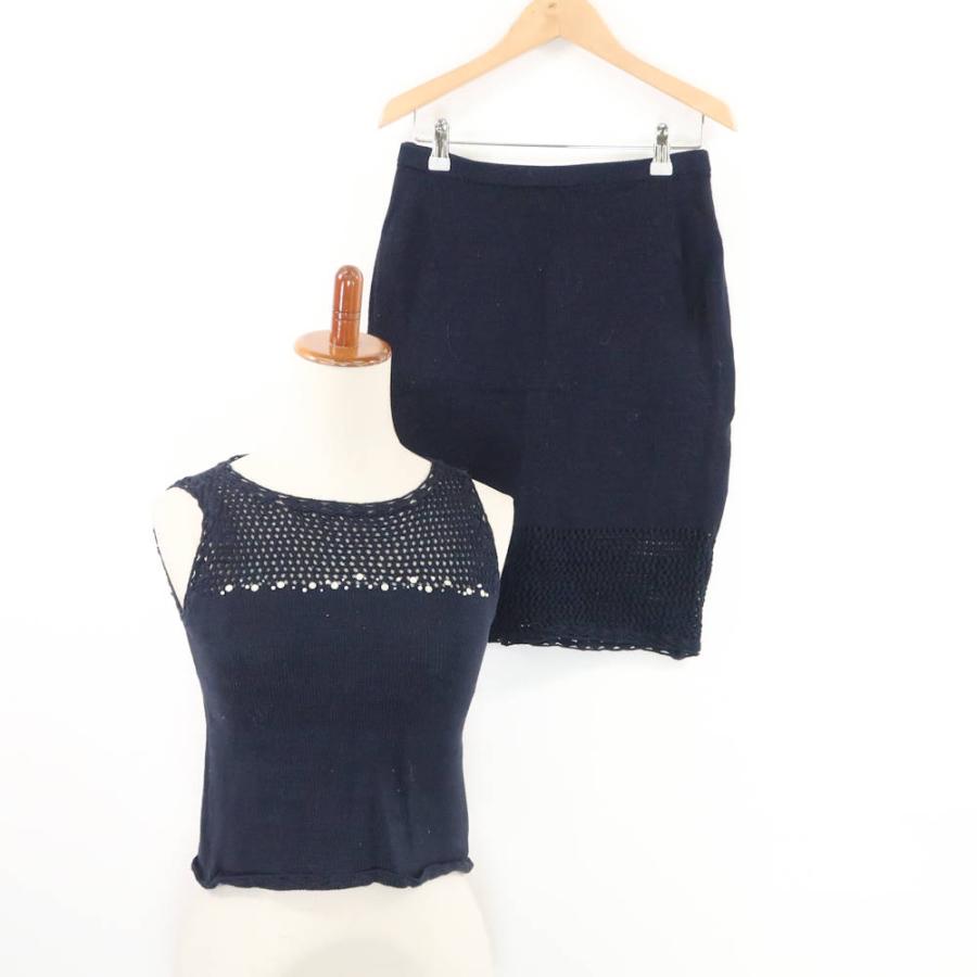 美品 Rene ルネ セットアップ M ニット ノースリーブ スカート 膝丈 