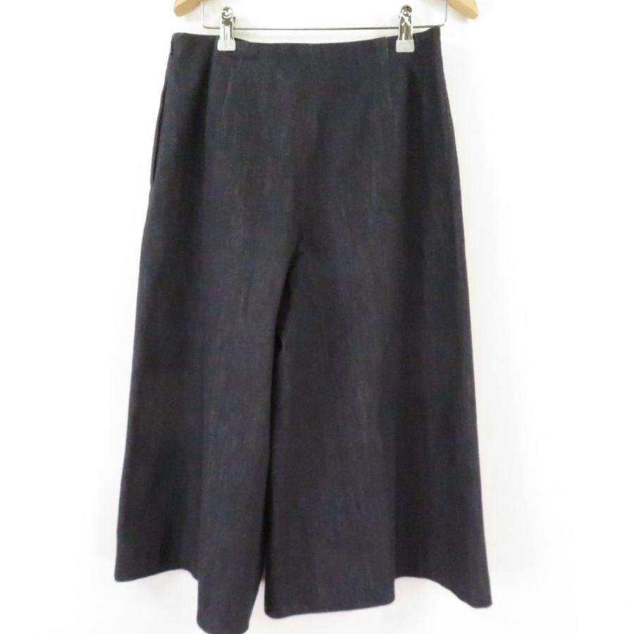 美品 FOXEY NEW YORK フォクシー デニムワイドパンツ 40 綿 ガウチョ 