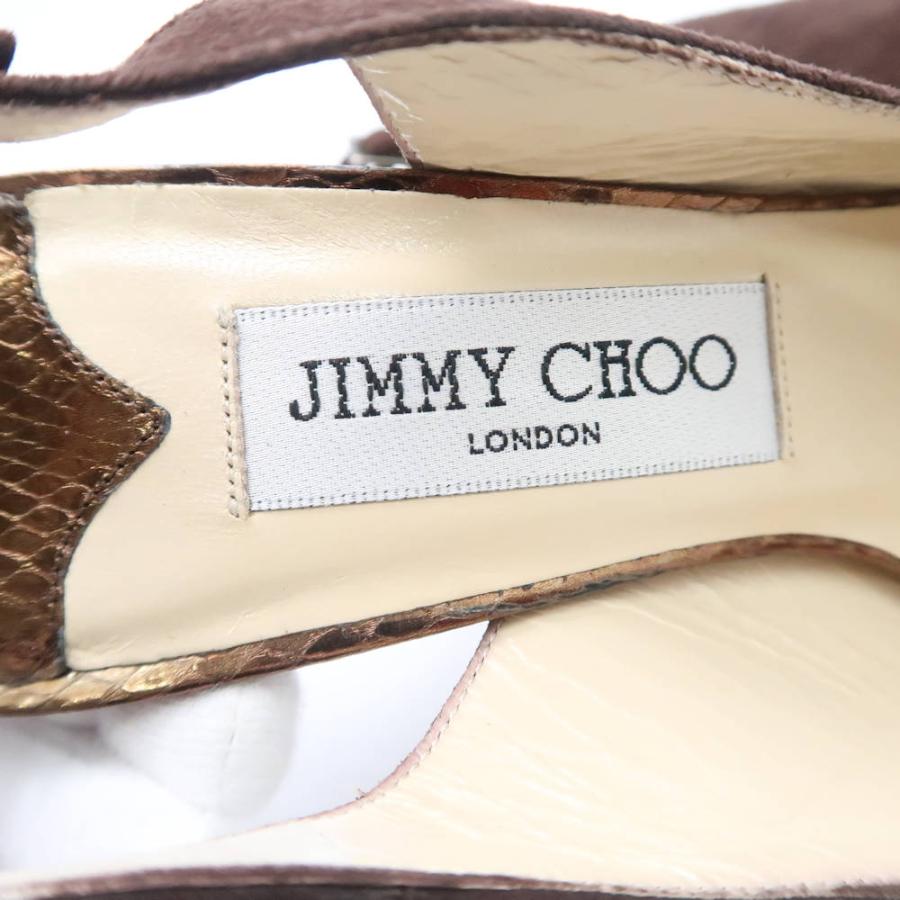 美品 JIMMY CHOO ジミーチュウ オープントゥ パンプス 37 1/2(24.5cm相当） スエードレザー アンクルストラップ レディース AU2453C｜uru-uru｜05