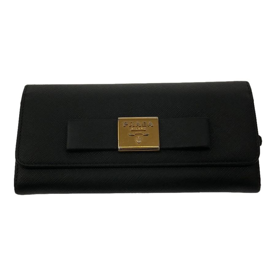 美品 PRADA プラダ 1MH132 長財布 サフィアーノレザー リボン ロング  