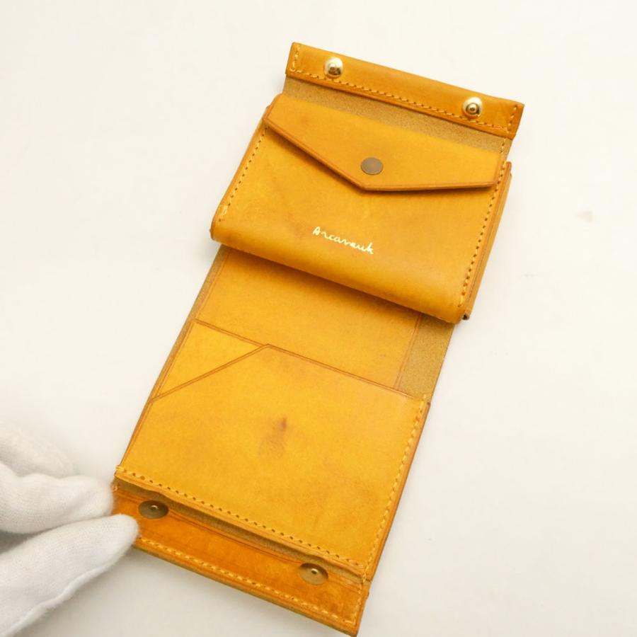 美品 Arcaneuk アルカヌーク roof ルーフ コンパクトウォレット レザー