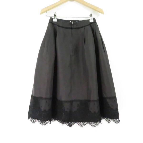 美品 FOXEY フォクシー 39707 スカート グレー系 38 コットン シルク  